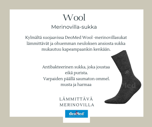 Merinovilla/Wool-sukka, lämmin ja kiristämätön sukka